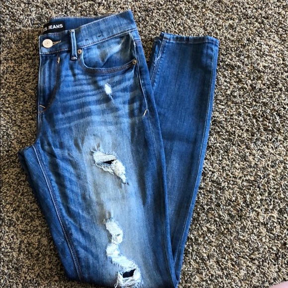 Express distressed skinny jeans